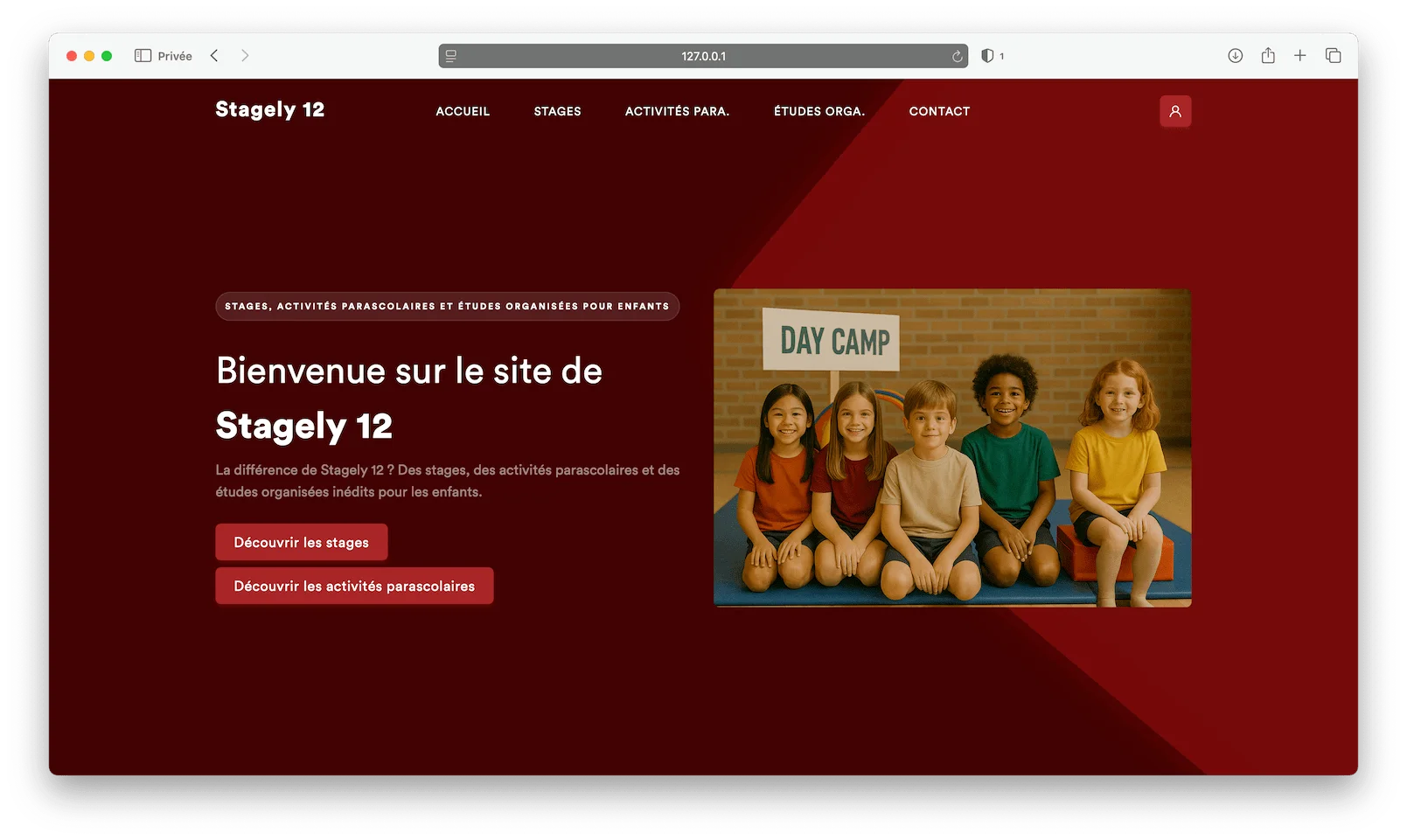 Exemple de site Stagely personnalisé : stage multi-activités