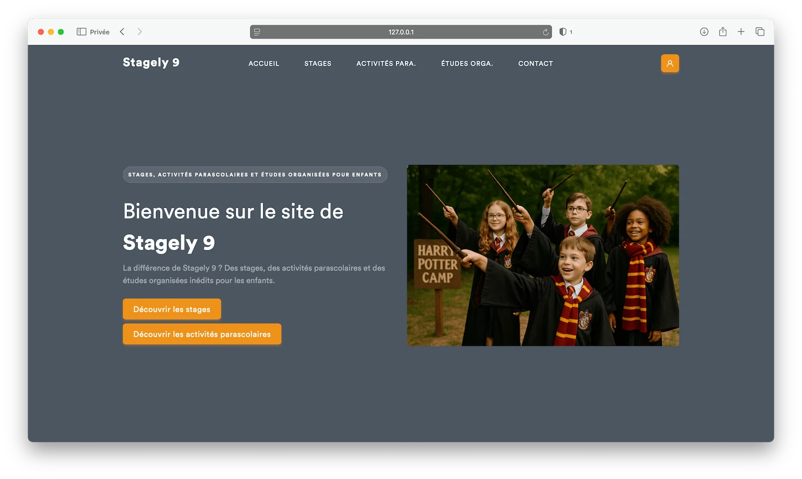 Exemple de site Stagely personnalisé : stage de magie