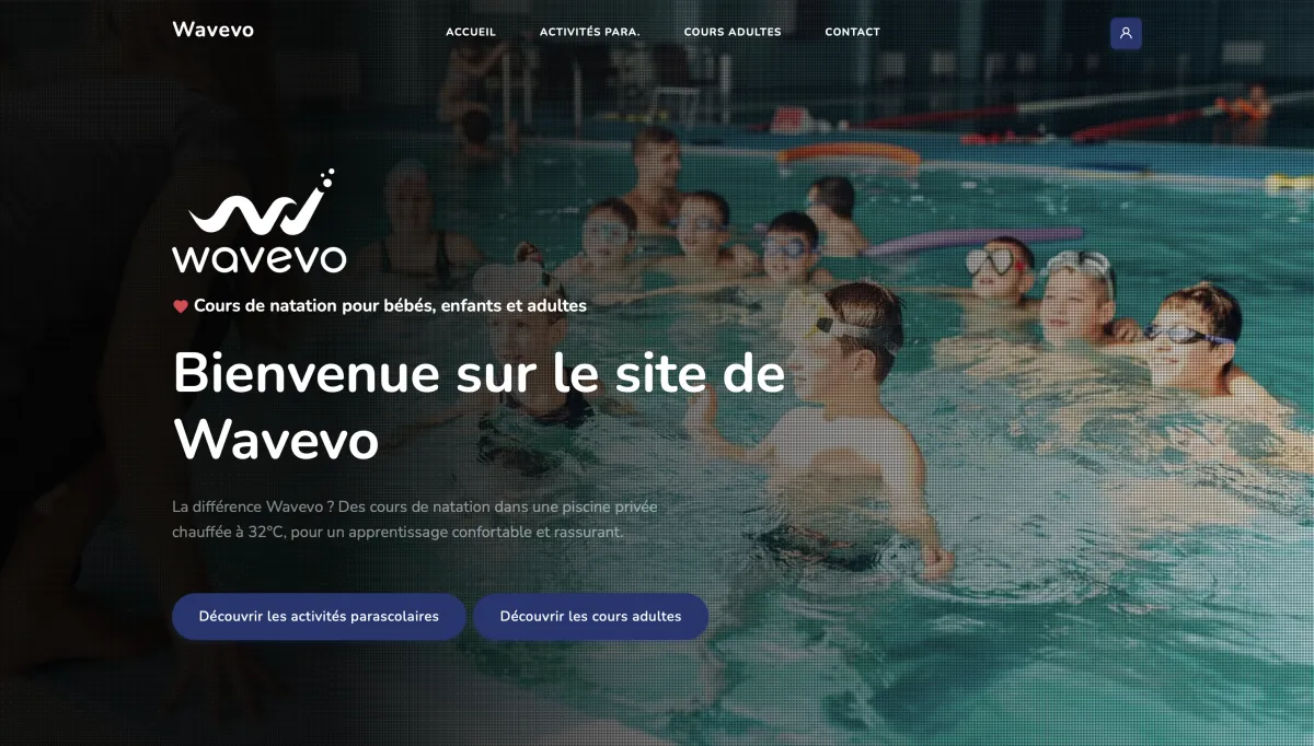 Home page of the Wavevo website, built with Stagely