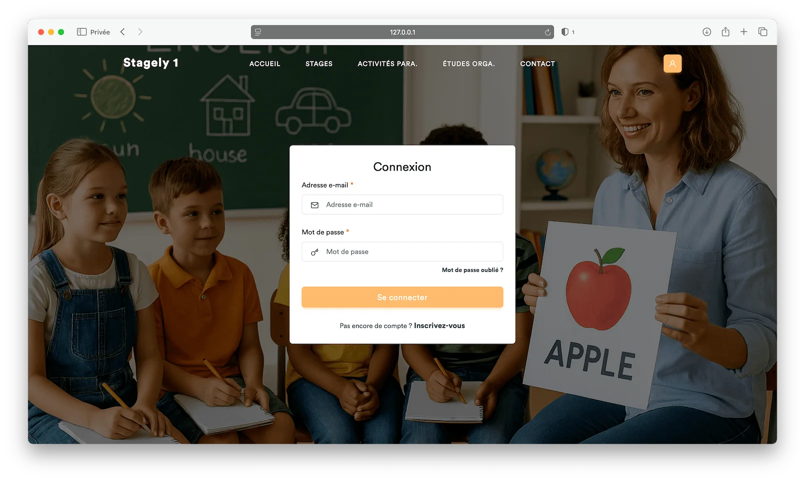 Page de connexion de l'espace parent